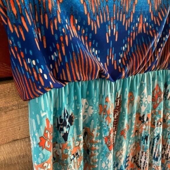 Bisou Bisou Tribal Print Strapless Maxi Dress Size 4 - Picture 3 of 9